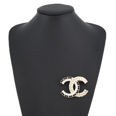 Chanel Brooch, Coco Mark Rhinestone, Faux Pearl, Lambskin, B25V AB8609 CHANEL Brooch BROACH — Like New