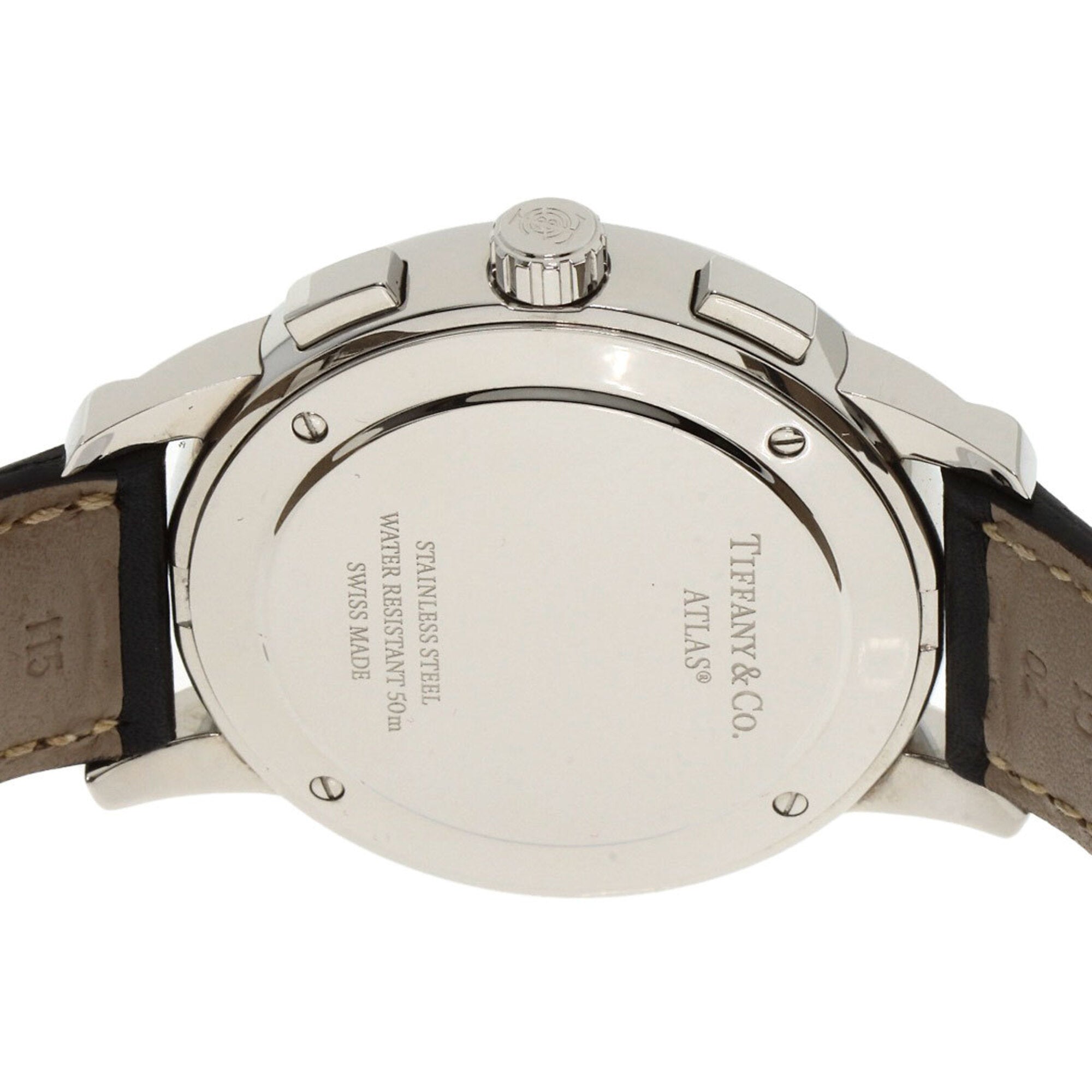 Tiffany & Co. Atlas Dome Chronograph Watch, Stainless Steel/Leather, Men's — Very Good