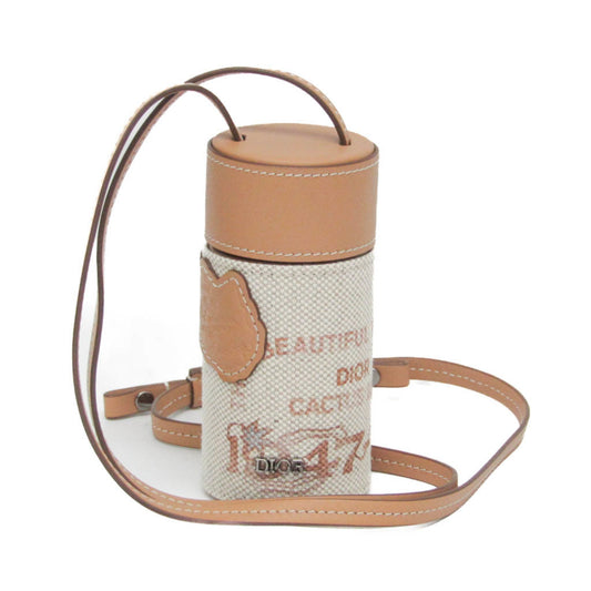 Christian Dior Dior X CACTUS JACK Nano Roller Pouch Women's Leather,Canvas Pouch,Shoulder Bag Beige,Brown