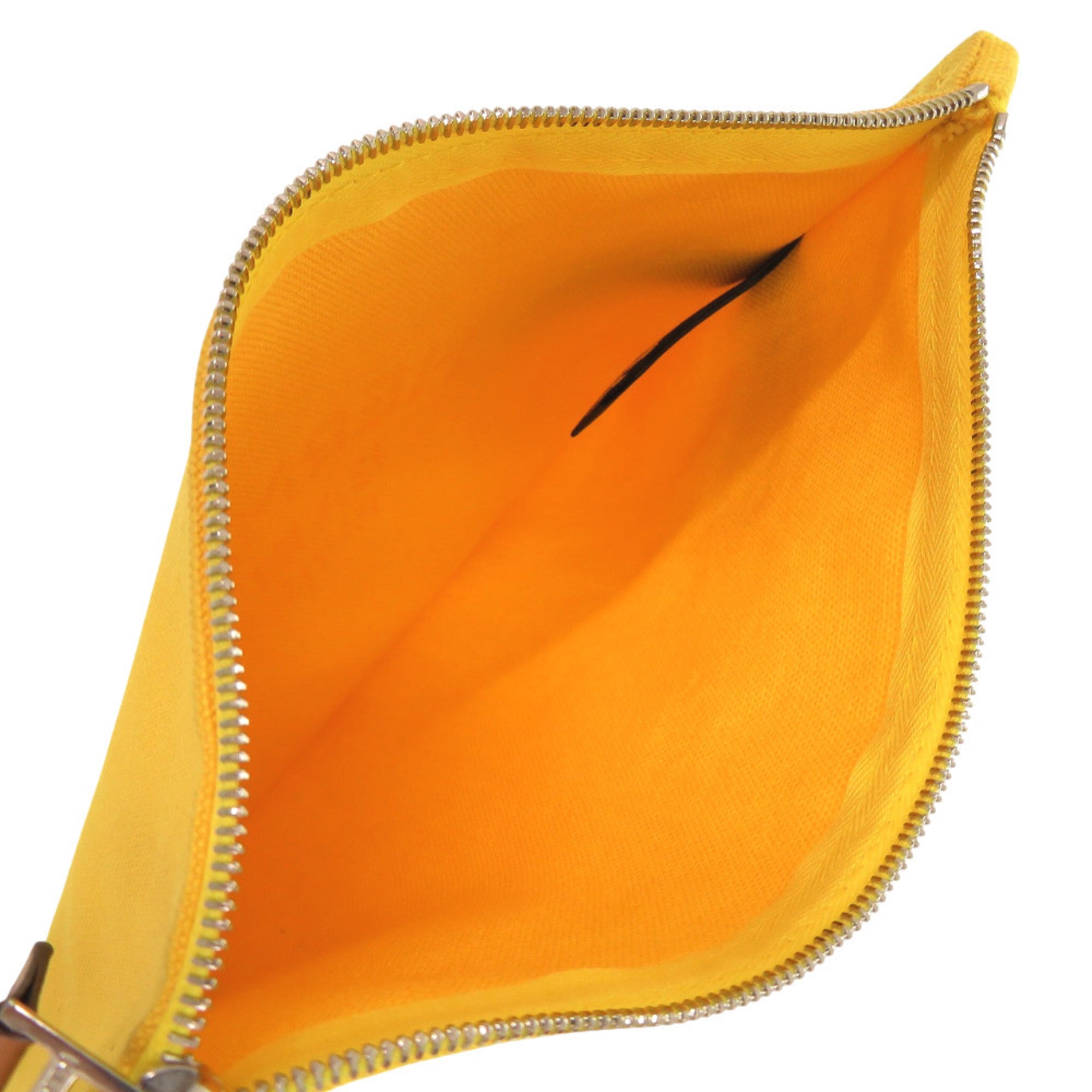 Hermes Flat Pouch PM Cotton Canvas Yellow Handbag 0347HERMES — Like New