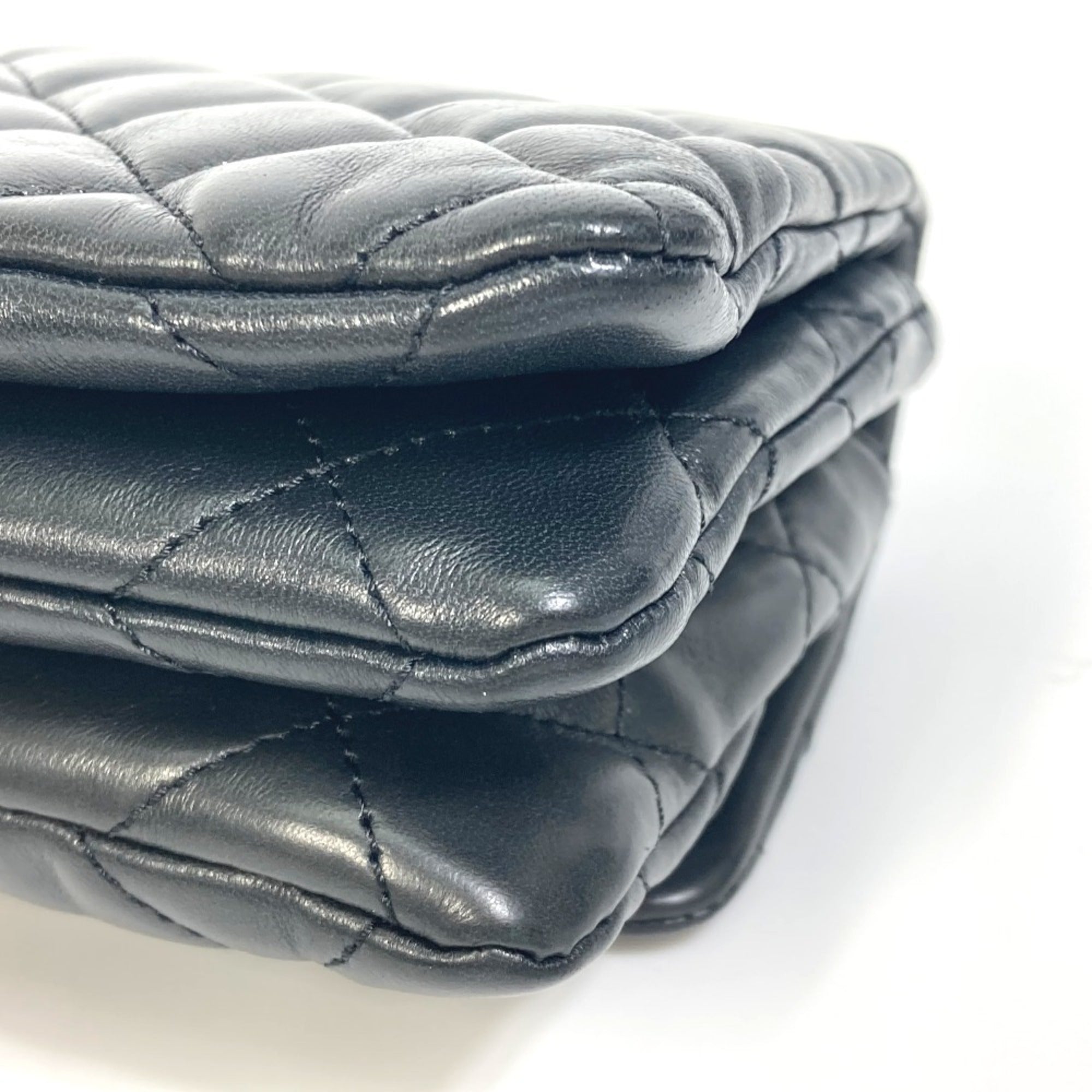 CHANEL AS3393 CC Coco Mark Matelasse Chain Bag Shoulder Lambskin Women's Black — Like New