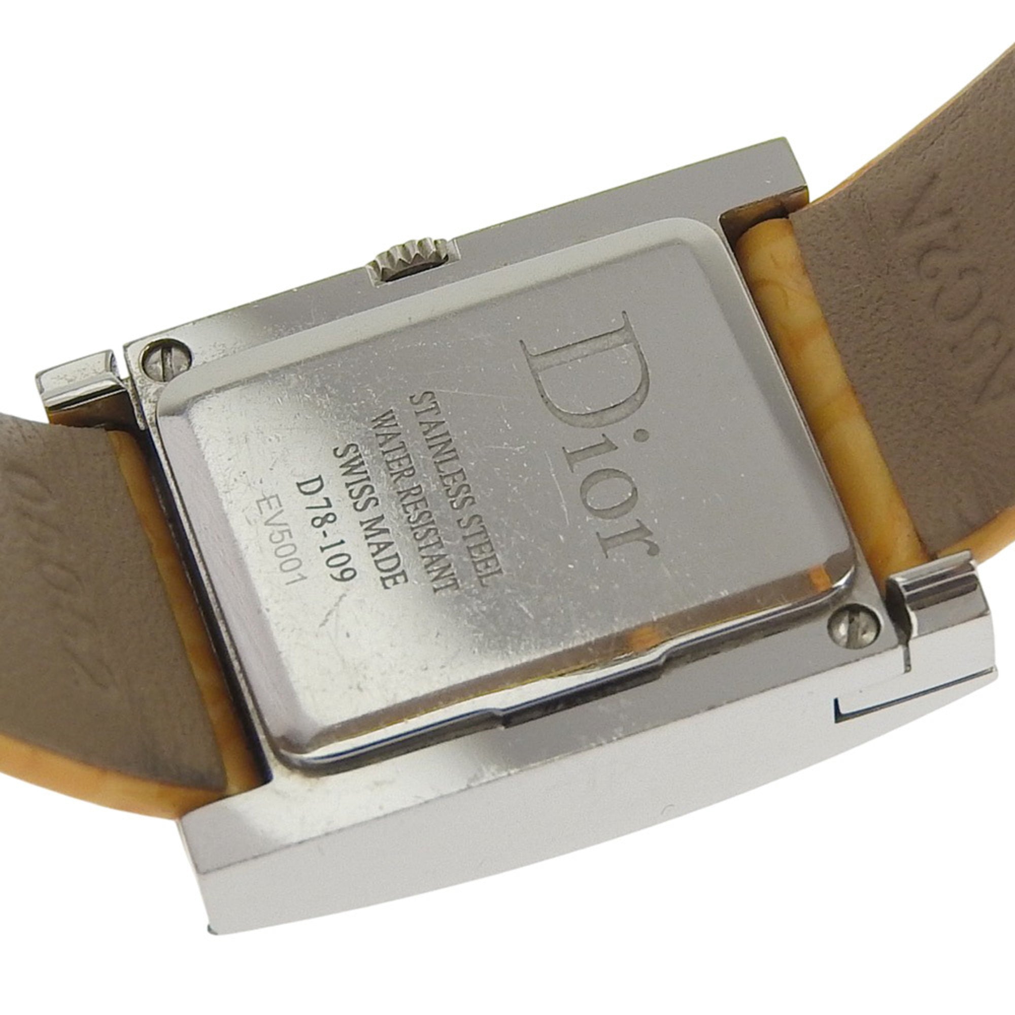 Christian Dior Maris Watch D78.109 Stainless Steel x Leather Quartz Analog Display Pink Shell Dial Women's — Good