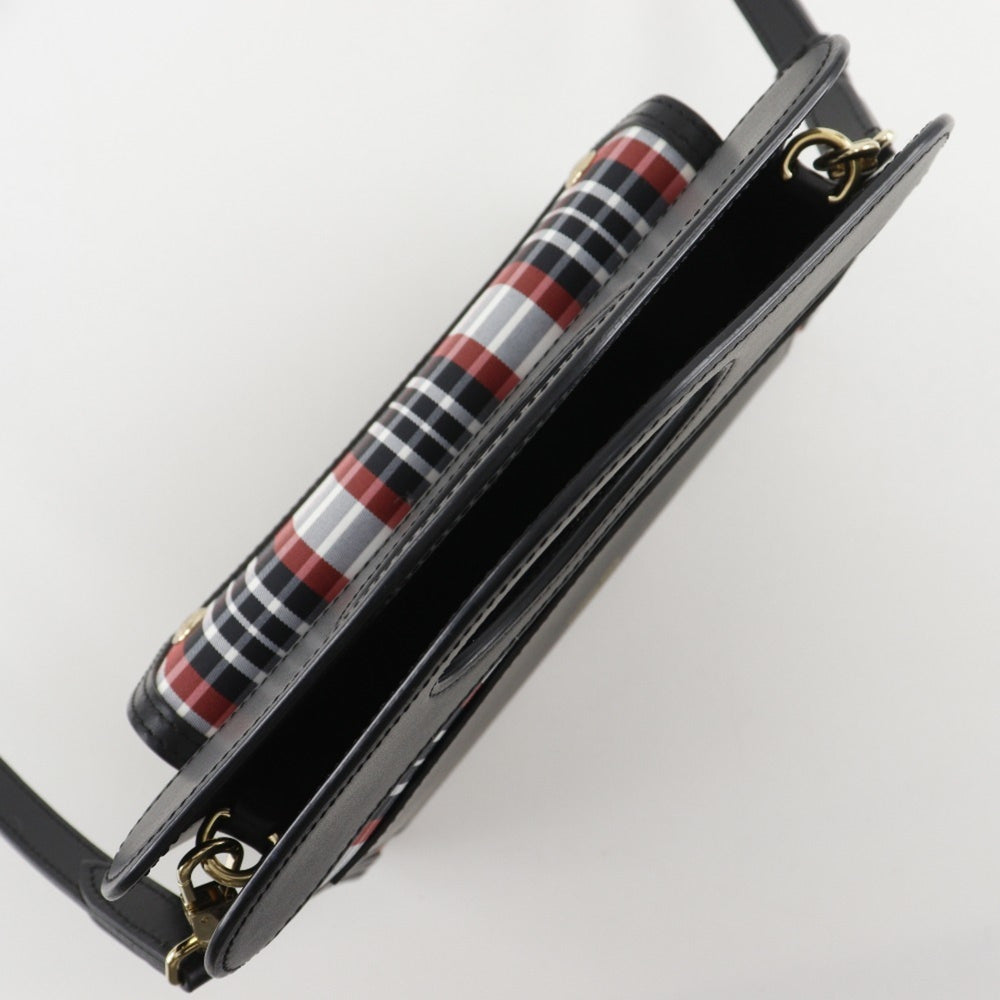 Burberry Mini Pocket Bag, 2-Way Shoulder Check Pattern, 8035841, Calfskin and Nylon, Black/Red, Women's — Like New