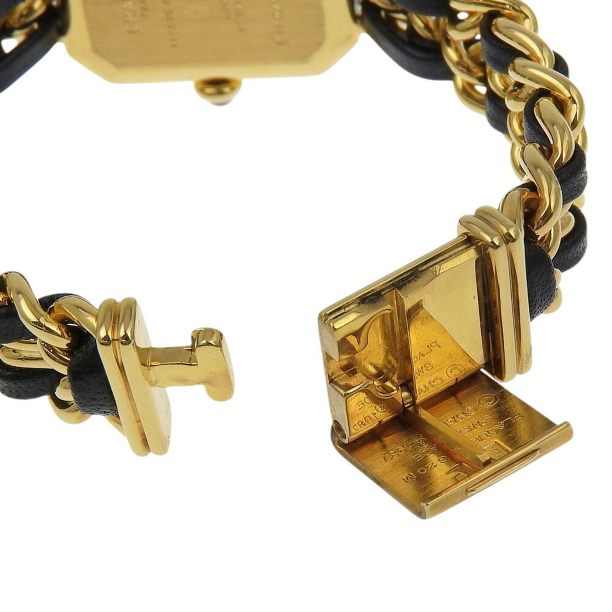 CHANEL Premiere S Watch H0001, Gold-Plated Leather Quartz Movement, Analog Display, Black Dial, Women's — Very Good