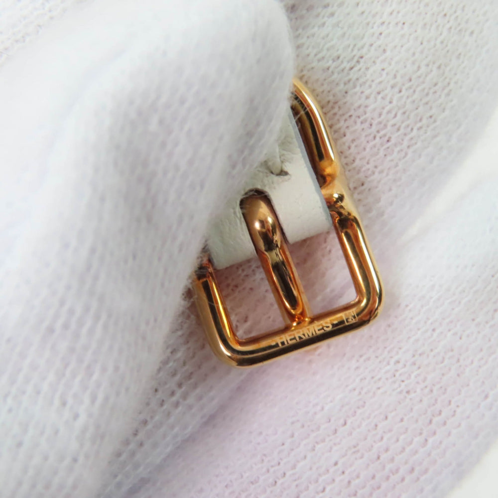 HERMES Mall Bracelet, Pink Gold Hardware, White Leather, T2, C Stamp, Box and Dust Bag Included, Made in France, Women's — Like New