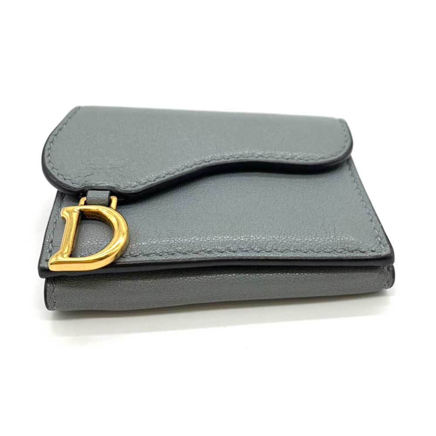 Christian Dior Wallet Saddle Gray Trifold W Small Flap D Motif Women's Leather S5653CBAA ChristianDior