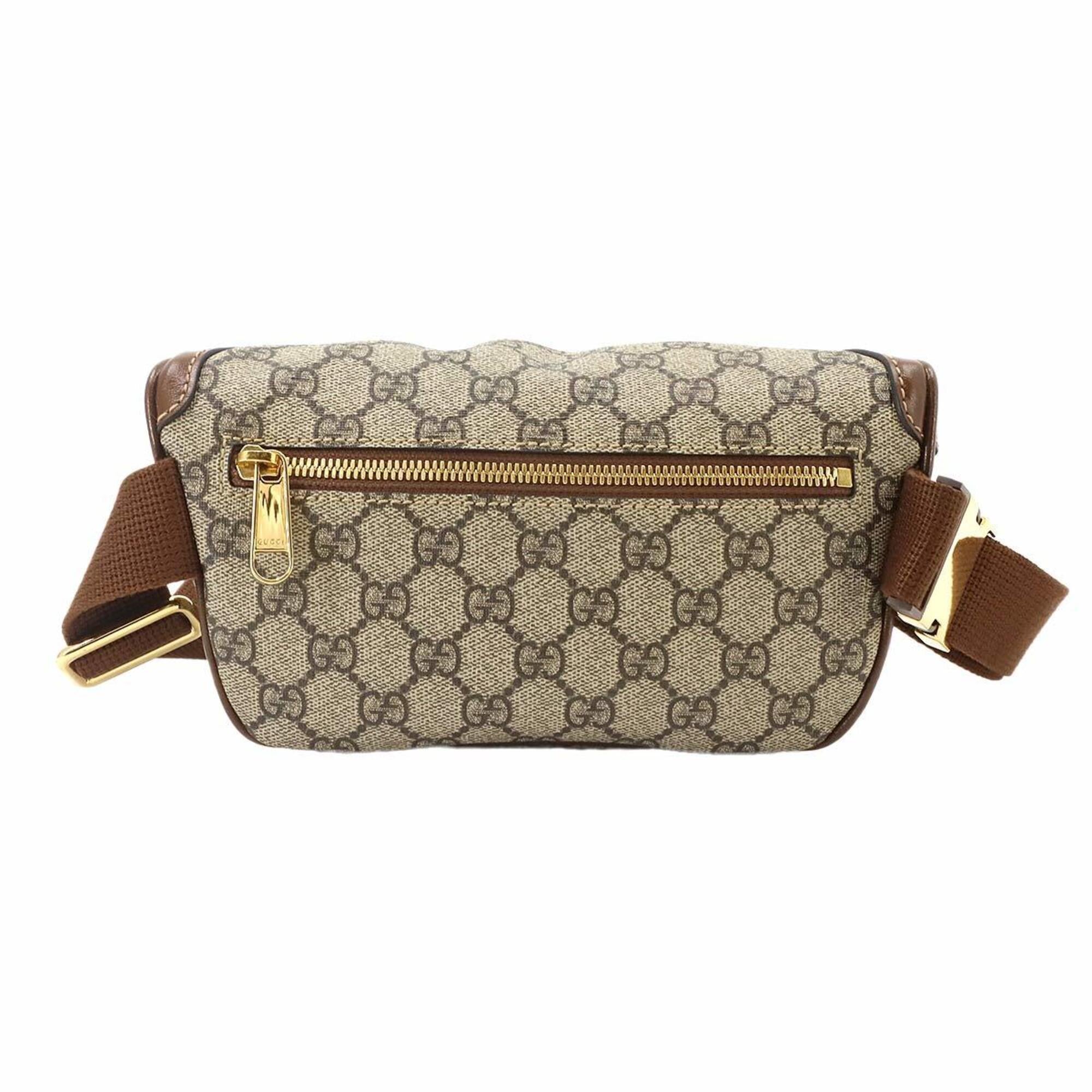 Gucci Interlocking G Belt Bag, Waist Handbag, Pouch, GG Supreme Leather, Beige/Brown, 682933, Gold Hardware — Like New