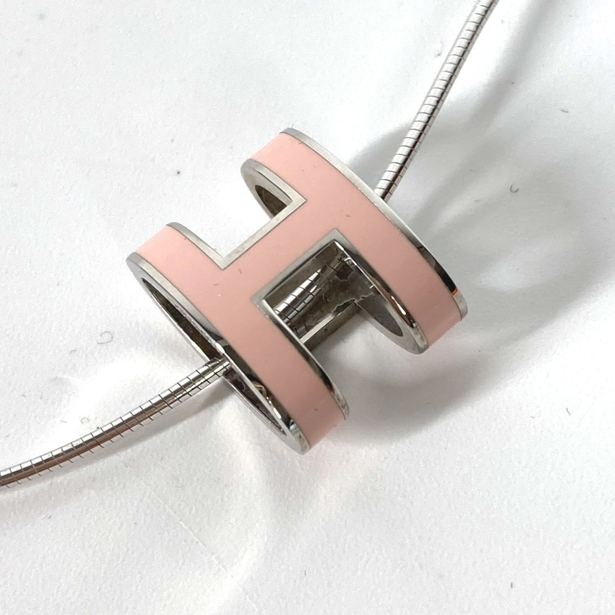 HERMES Hermes Pop H Accessory Necklace Metal Women's Light Pink — Like New