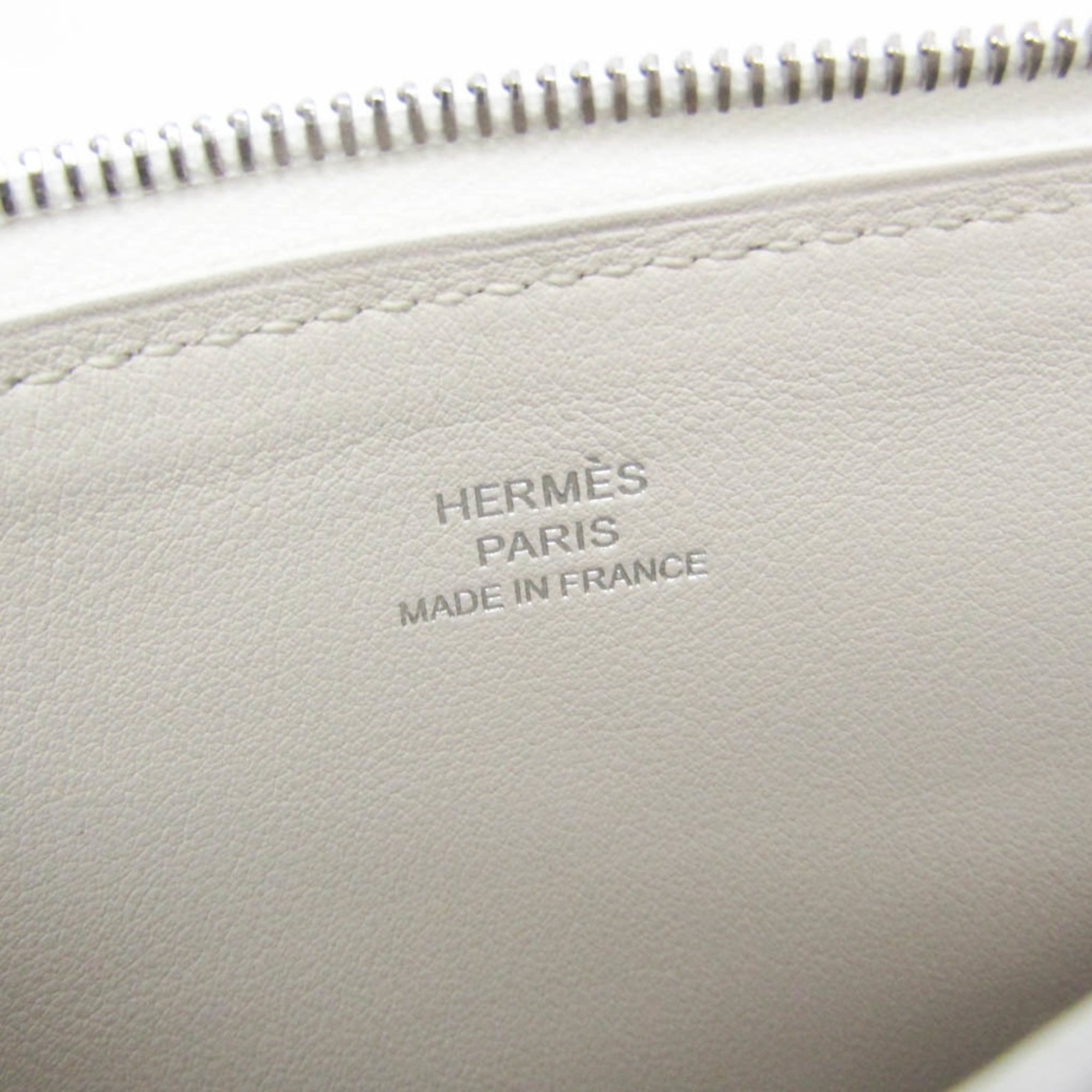 Hermes Atou GM Men,Women Evercalf Leather Pouch White — Like New