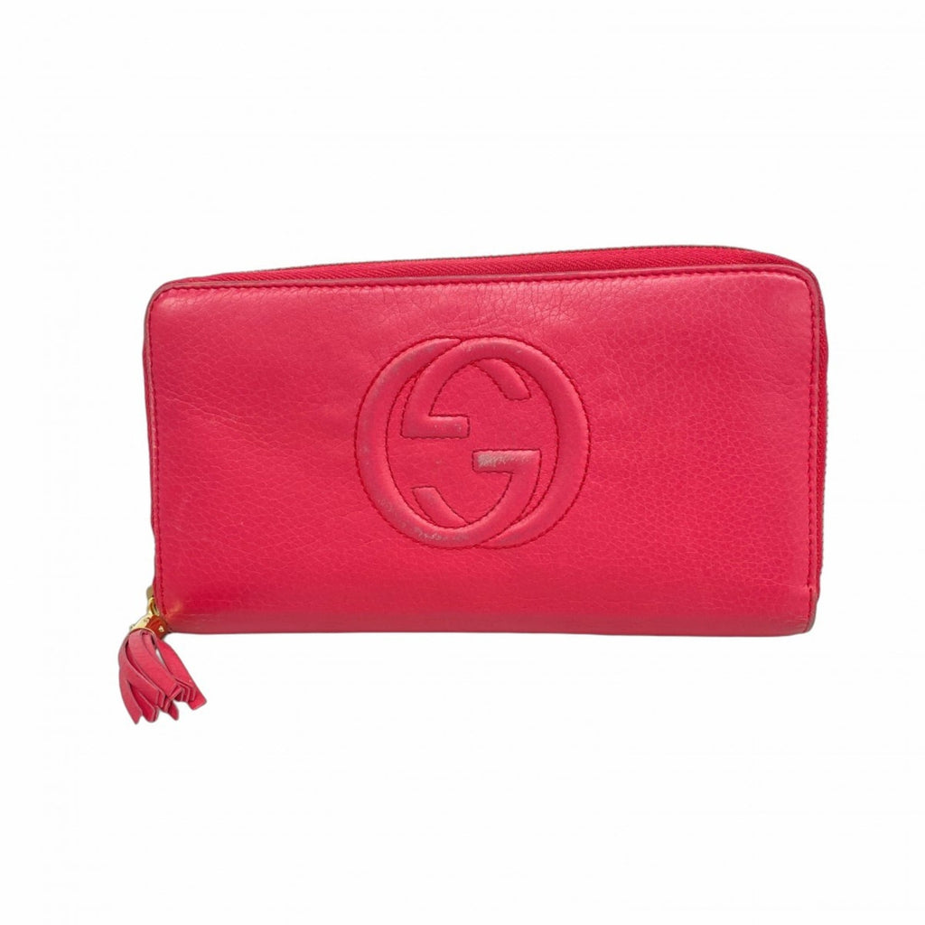 Gucci Soho Long Wallet 308280 Leather Pink Champagne Women's