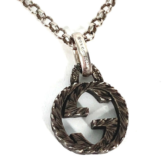 GUCCI Arabesque Interlocking G Pendant Chain Necklace in SV925 Silver for Women
