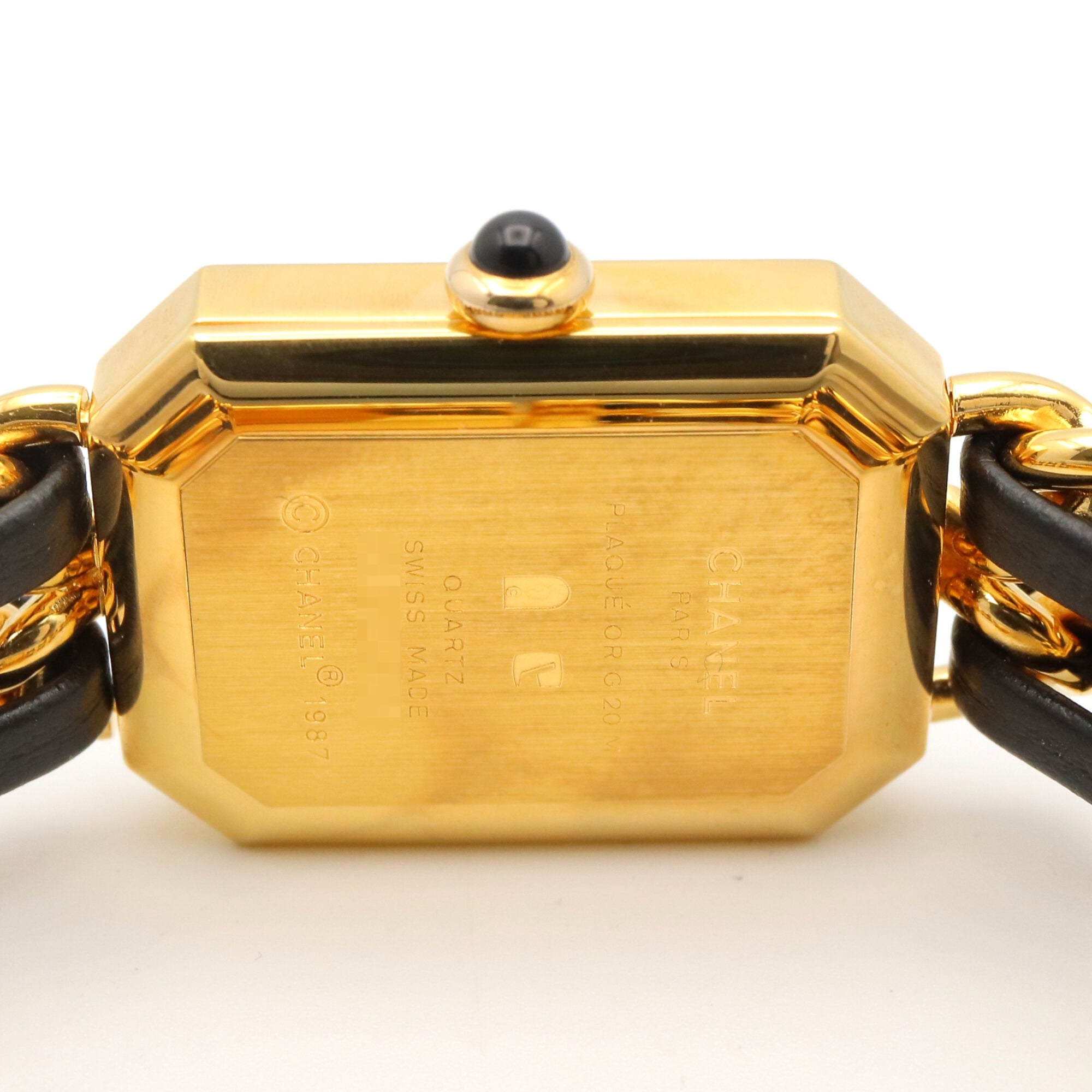 Chanel CHANEL Première S Watch, Gold Plated (GP), Leather Strap, Women's, Black, H0001 — Very Good