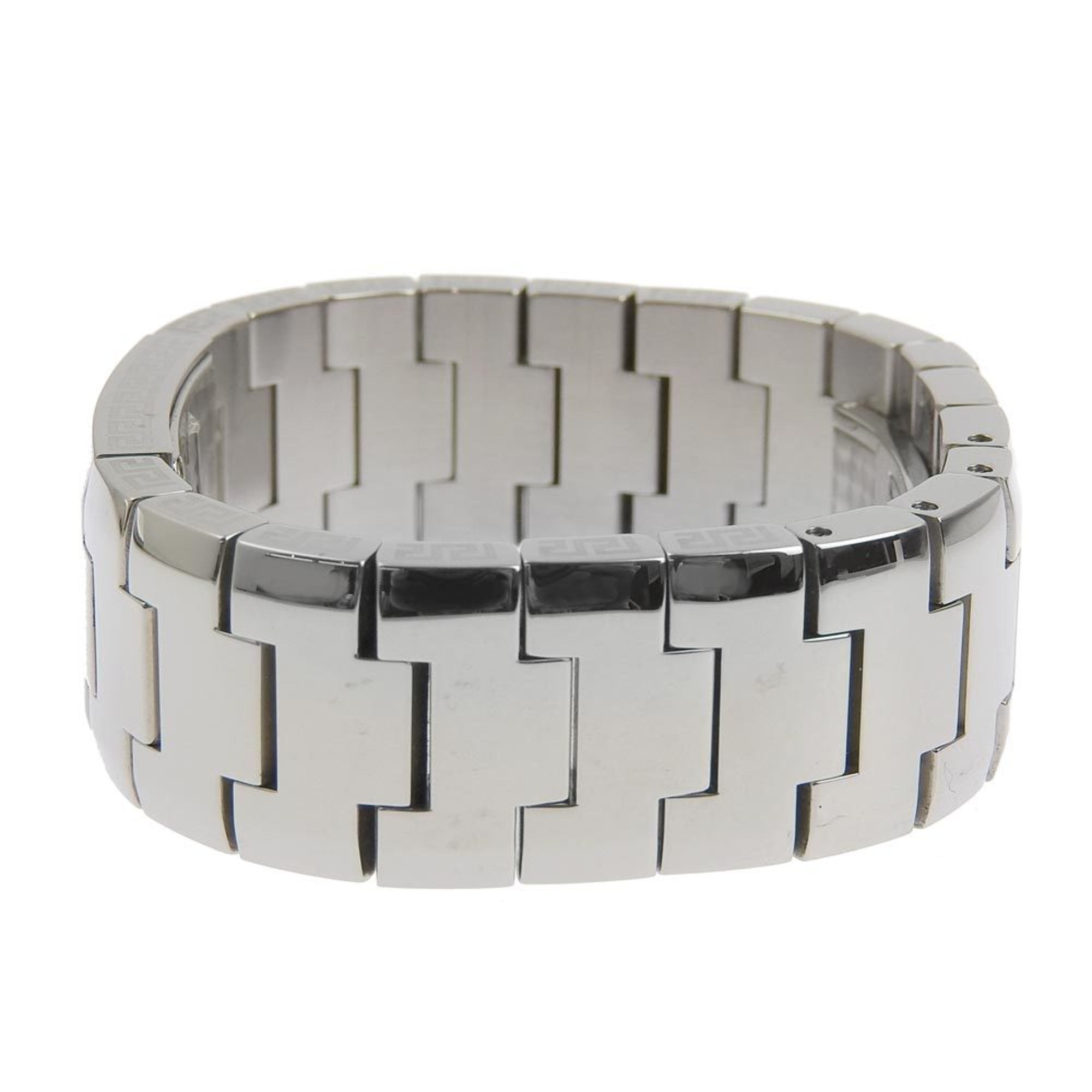 Versace stainless steel silver quartz analog display ladies black dial watch — Very Good