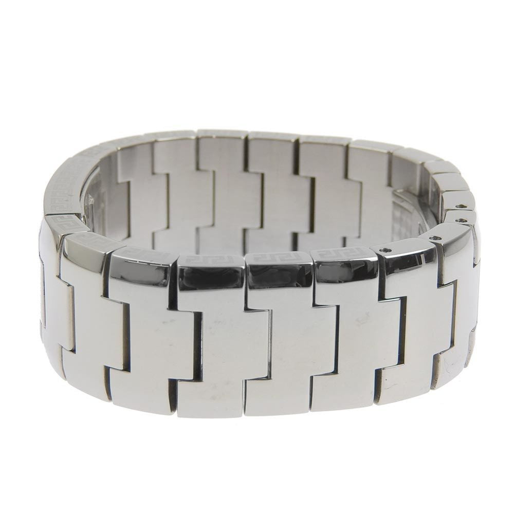 Versace stainless steel silver quartz analog display ladies black dial watch — Very Good