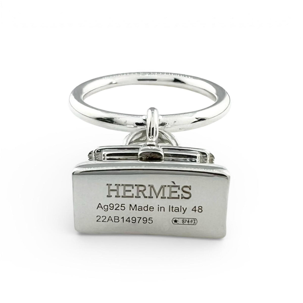 HERMES Kelly Amulette Ring, 2022 model, AG925 sterling silver, size 48, with box and case, made in Italy, weight 7.6g, women's — Like New