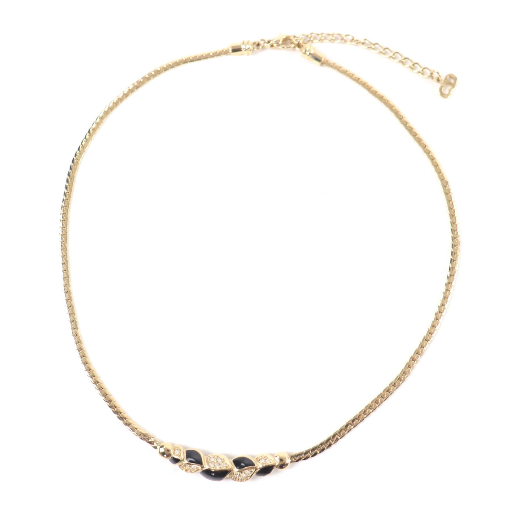 Christian Dior Vintage Rhinestone Necklace, Gold & Black, Women's Accessory — Like New