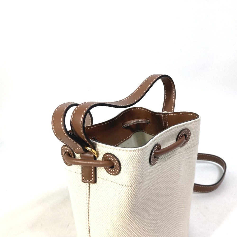 Burberry 8070576 2WAY Shoulder Bag Bucket Crossbody Tote Bag IvoryBased Brown — Like New