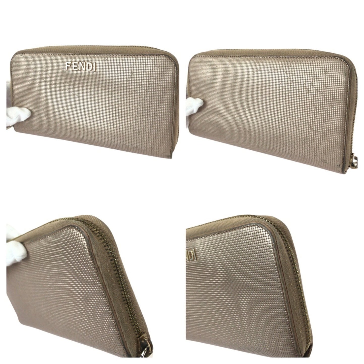 FENDI Salmon Pink Leather Wallet with Gold Hardware, Round Zipper, 8M0024, Women's