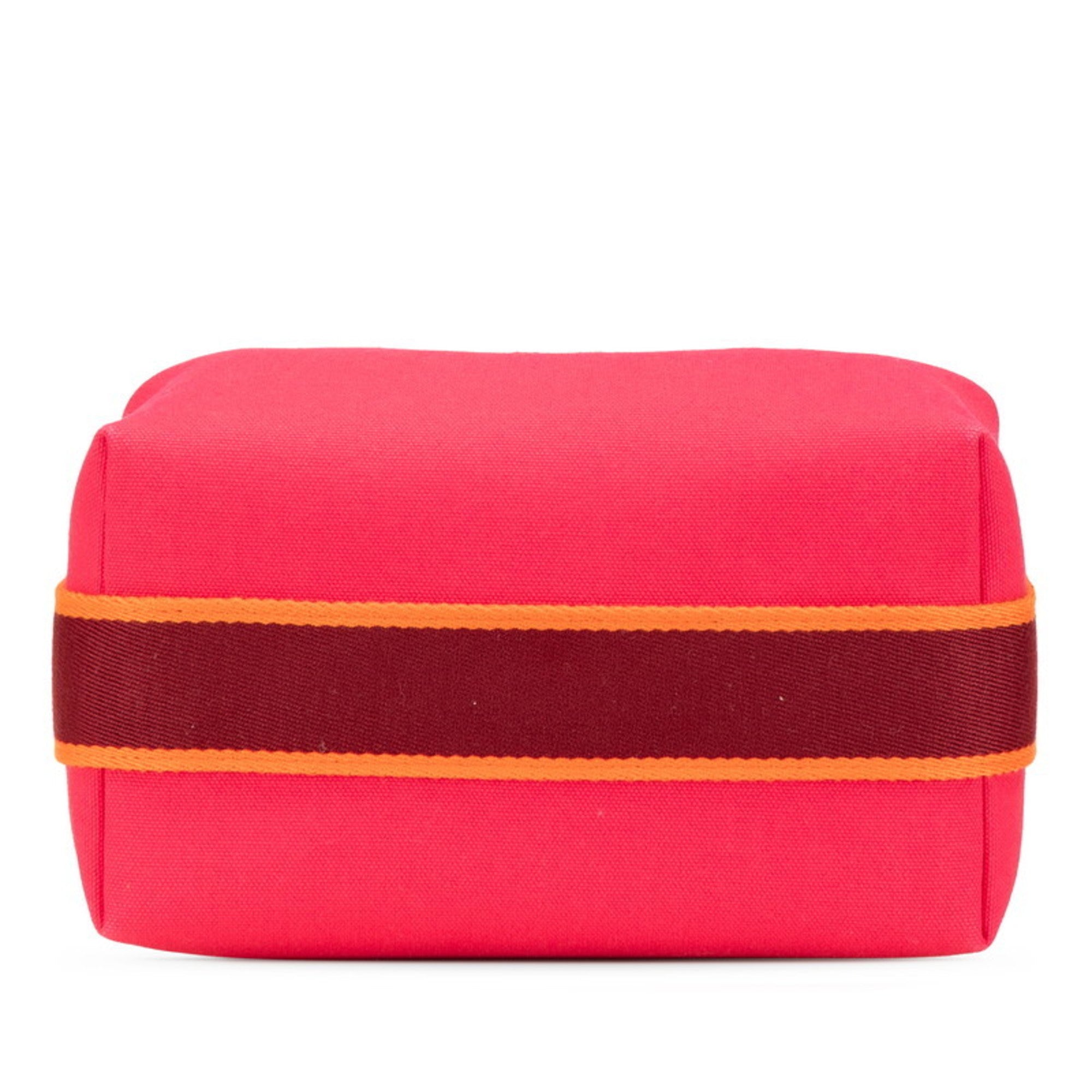 Hermes Hermès Brides A Black PM Handbag in Pink and Orange Canvas for Women