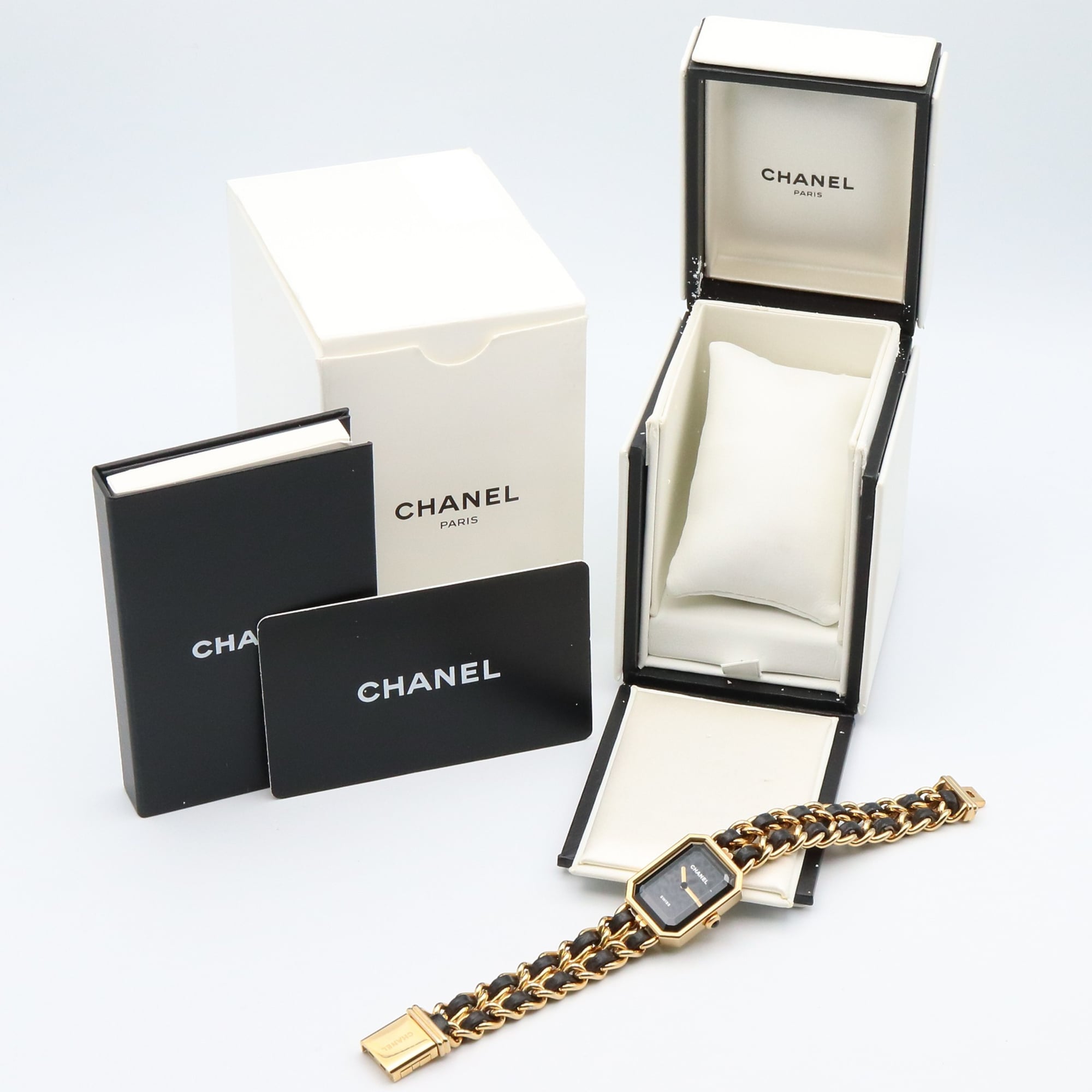 CHANEL Premiere Original Edition Watch, GP (Gold Plated), Leather, Women's, Black, H6951 — Very Good