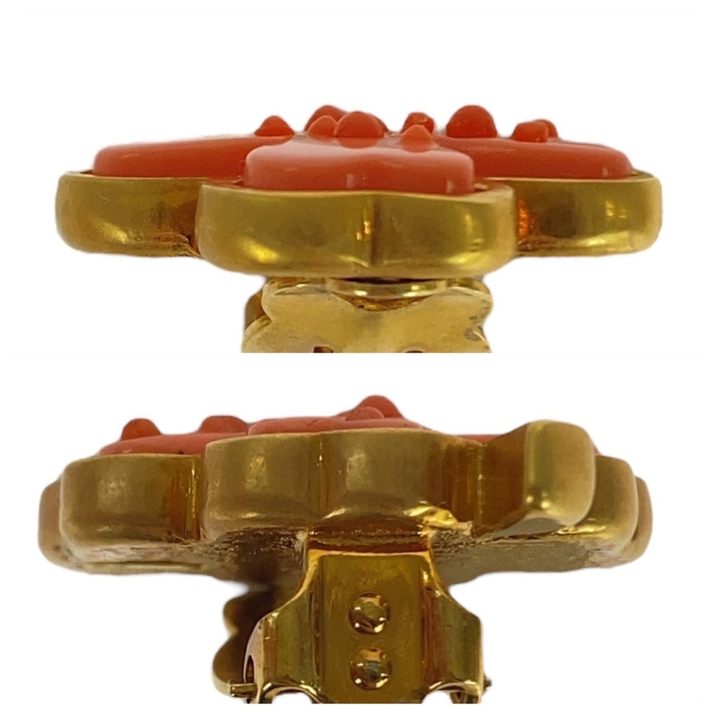 CHANEL Clover Coco Mark Gold and Pink Plated Earrings for Women