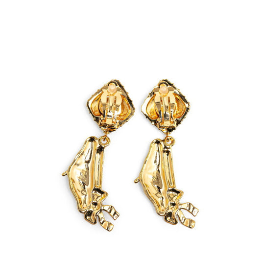 Chanel Matelasse Hat Motif Earrings Gold Plated Women's CHANEL