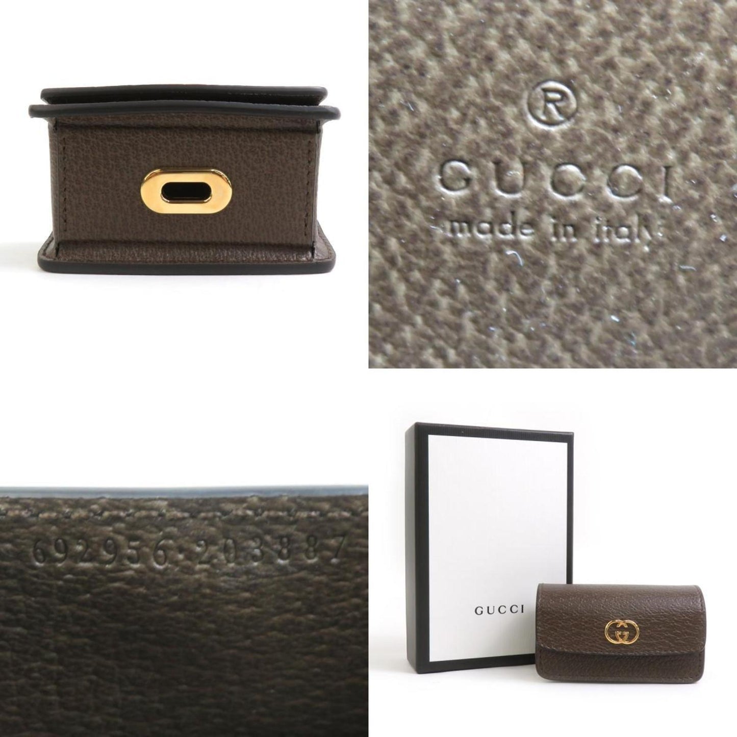 GUCCI Bag Charm Etiquette Holder Leather Brown Men's Women's 692956 h31307g