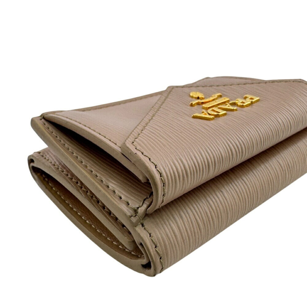 PRADA 1MH021 Compact Wallet, Vitello Move Tri-fold Pink, Women's