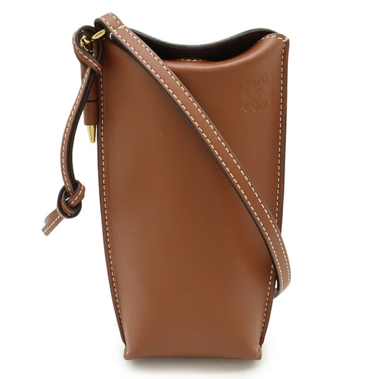 LOEWE Anagram Gate Pocket Shoulder Bag/Pouch in Rusty Brown Calfskin Leather (109.30.Z42)
