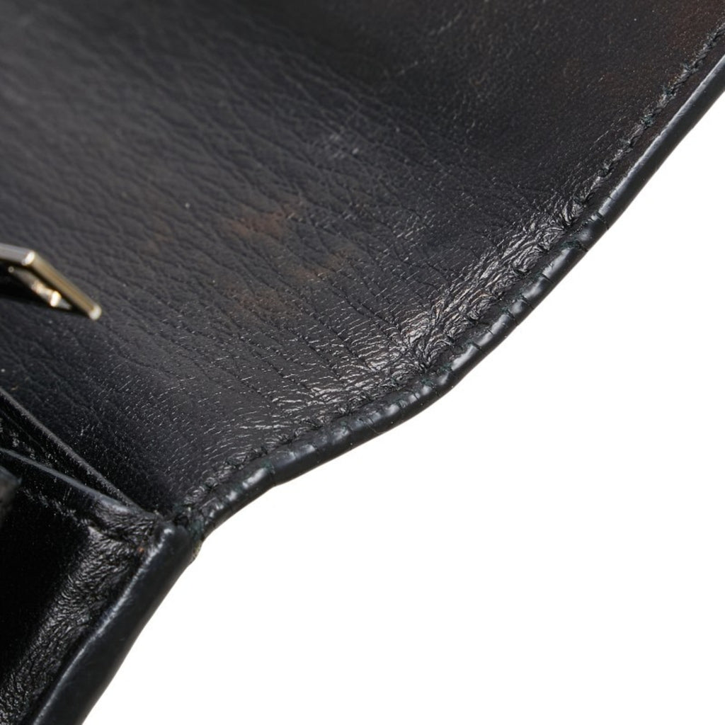 Saint Laurent Crocodile Embossed Long Wallet Black Leather Women's SAINT LAURENT