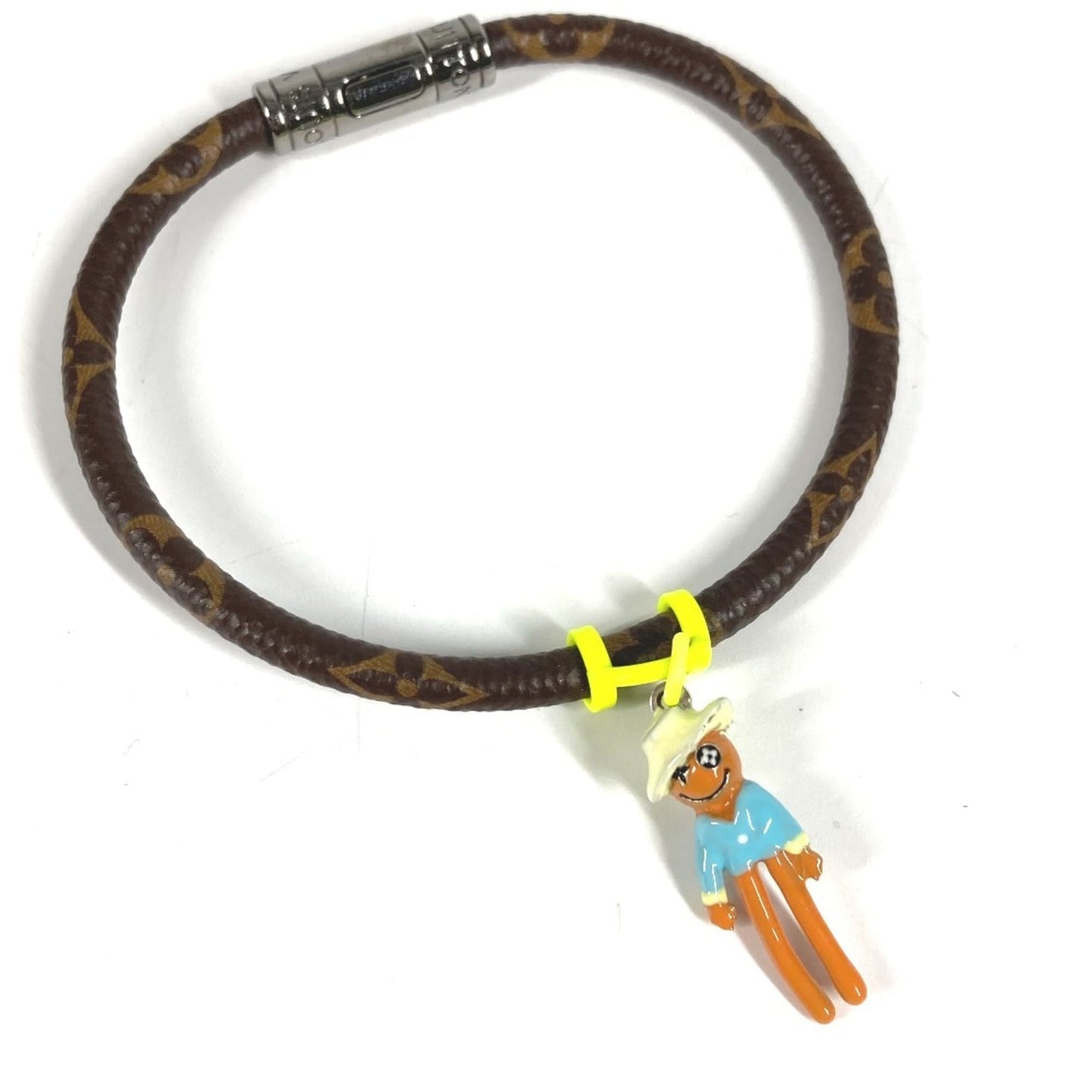LOUIS VUITTON MP286E Monogram Canvas Hang It Mascot Bangle Bracelet for Men, Brown