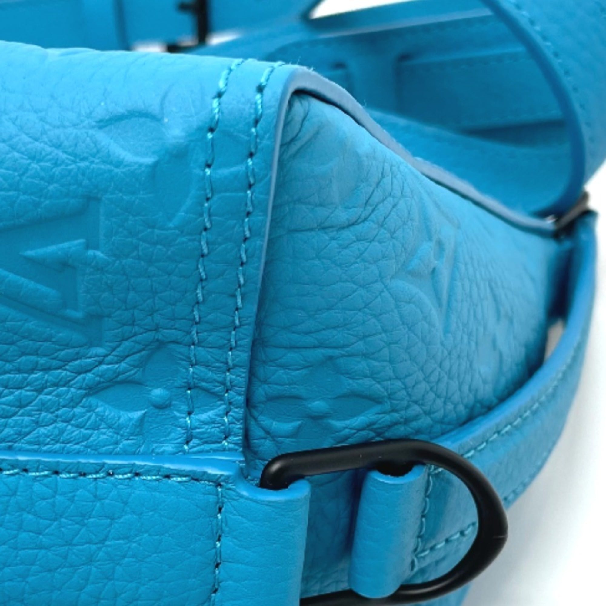 LOUIS VUITTON M55925 Monogram Empreinte Triangle Shoulder Bag Leather Men's Turquoise Blue S-210316-20 — Like New