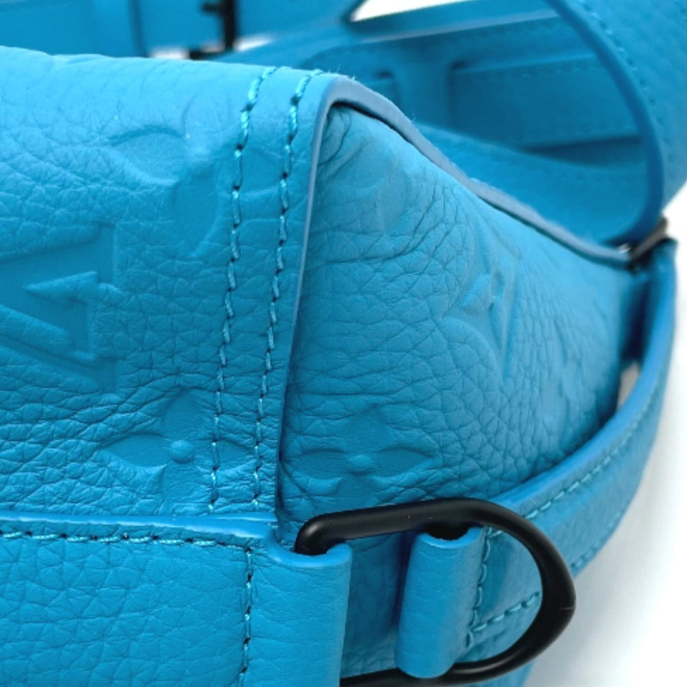 LOUIS VUITTON M55925 Monogram Empreinte Triangle Shoulder Bag Leather Men's Turquoise Blue S-210316-20 — Like New