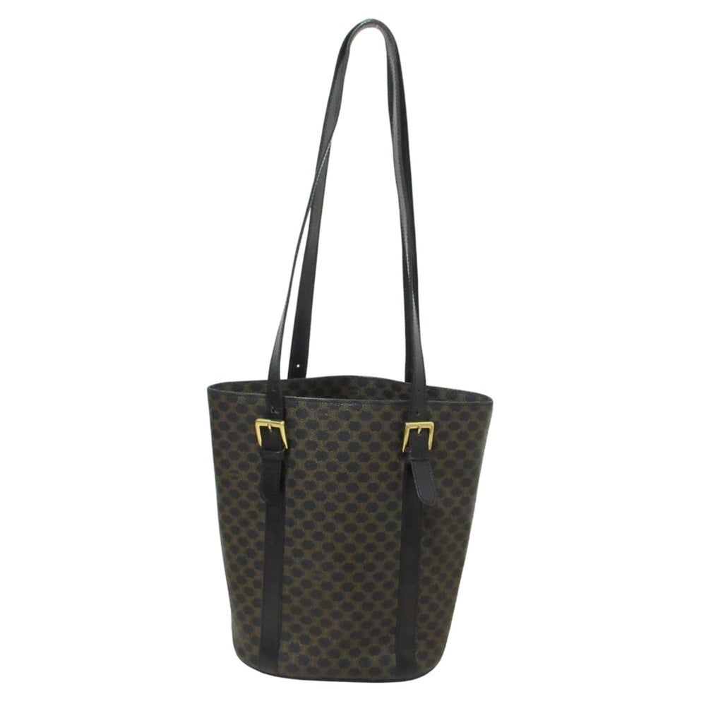 CELINE Black Macadam Bucket Tote Bag Shoulder MC98 1 Brown Women's — Like New
