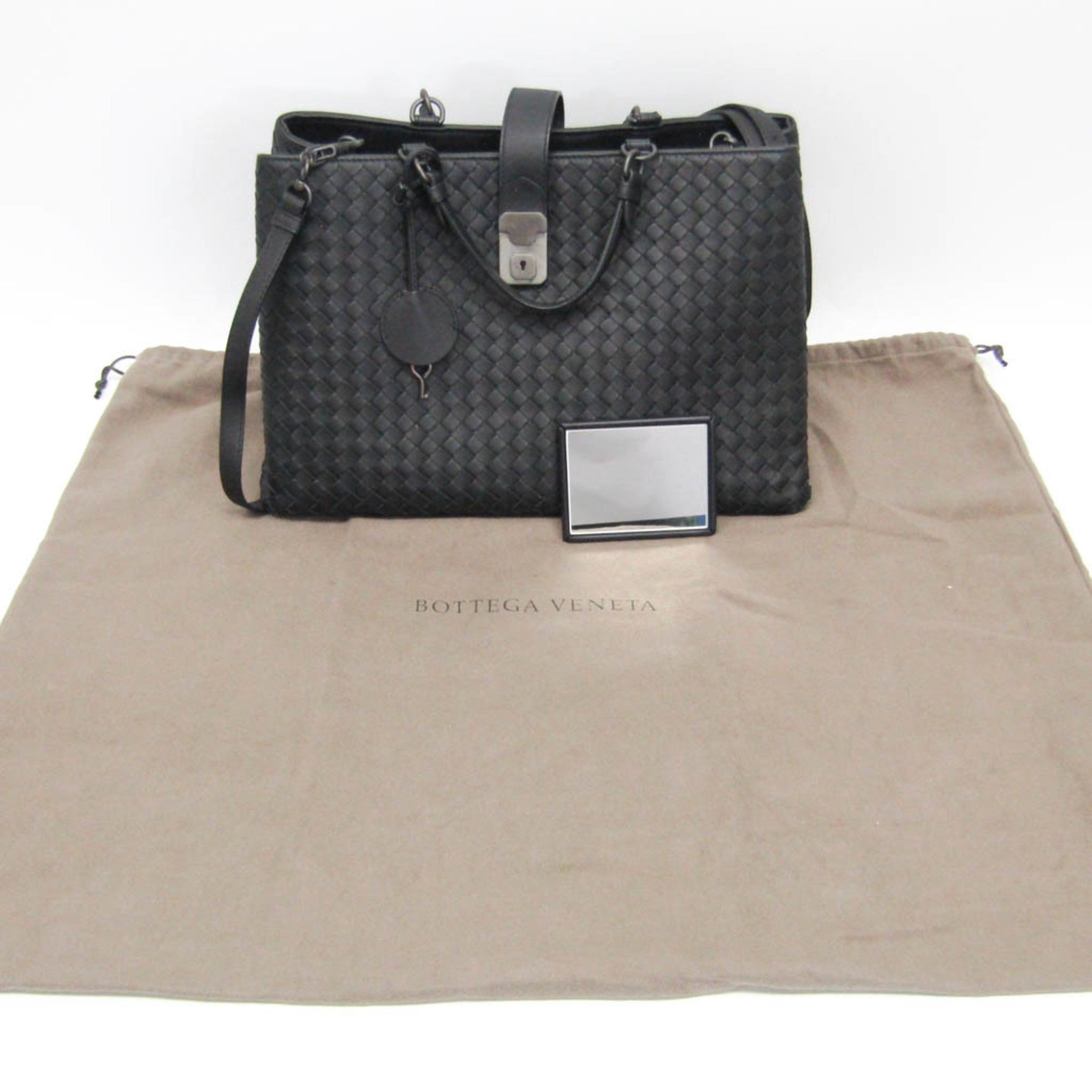 Bottega Veneta Intrecciato Rome Leather Handbag,Shoulder Bag Black — Like New