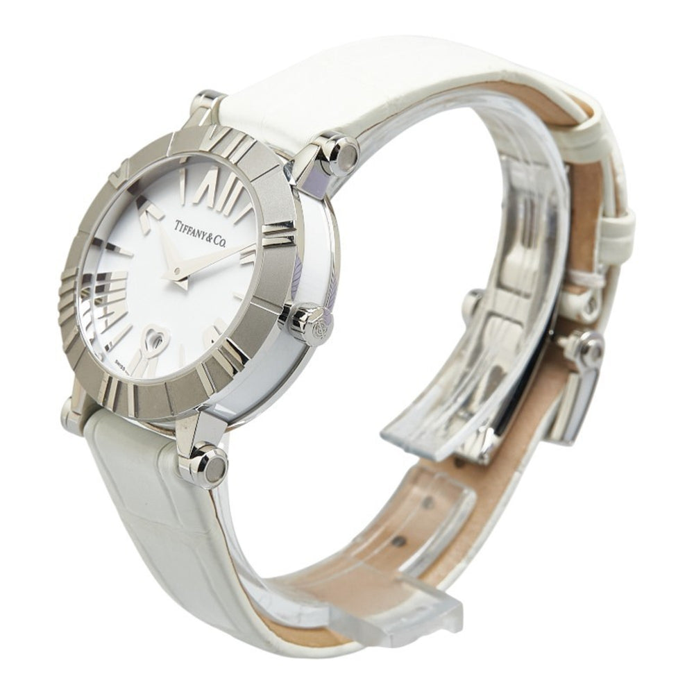 Tiffany & Co. Atlas Heart Date Watch Z1300.11.11A20A71A, Quartz Movement, White Dial, Stainless Steel, Leather, Women's — Good