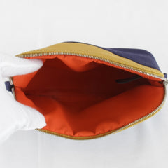 HERMES Bolide Mini Pouch, Cotton, Ochre x Navy, Women's — Like New