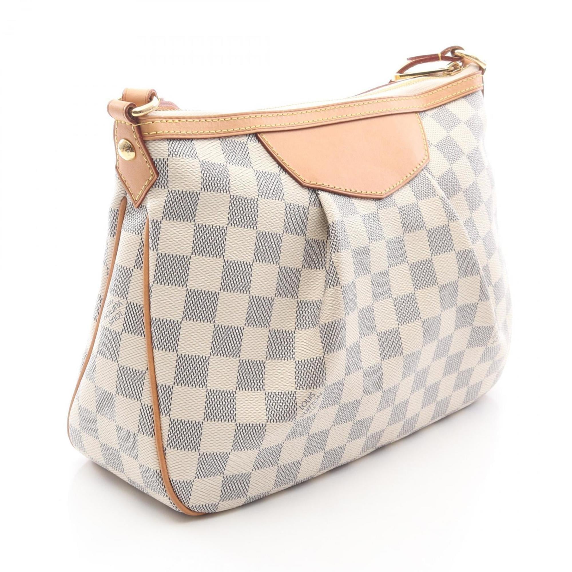 Louis Vuitton Siracusa PM Shoulder Bag/Handbag in Coated Canvas and Leather with Damier Azur Pattern, Women's, White, N41113
