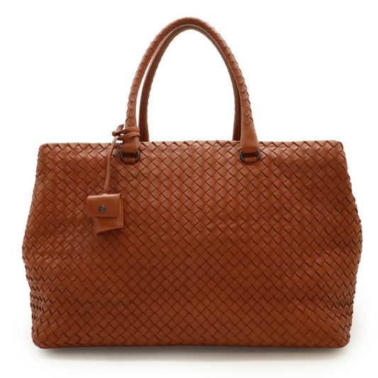BOTTEGA VENETA Intrecciato Boston Bag, Travel Handbag, Leather, Terracotta Brown, 256347