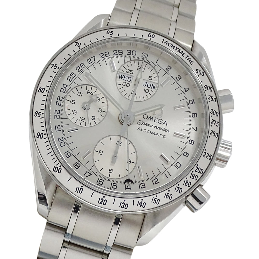 Omega Speedmaster 3523.30 Men's Watch, Brand Name, Triple Calendar, Automatic Winding, Stainless Steel (SS), Silver — Good