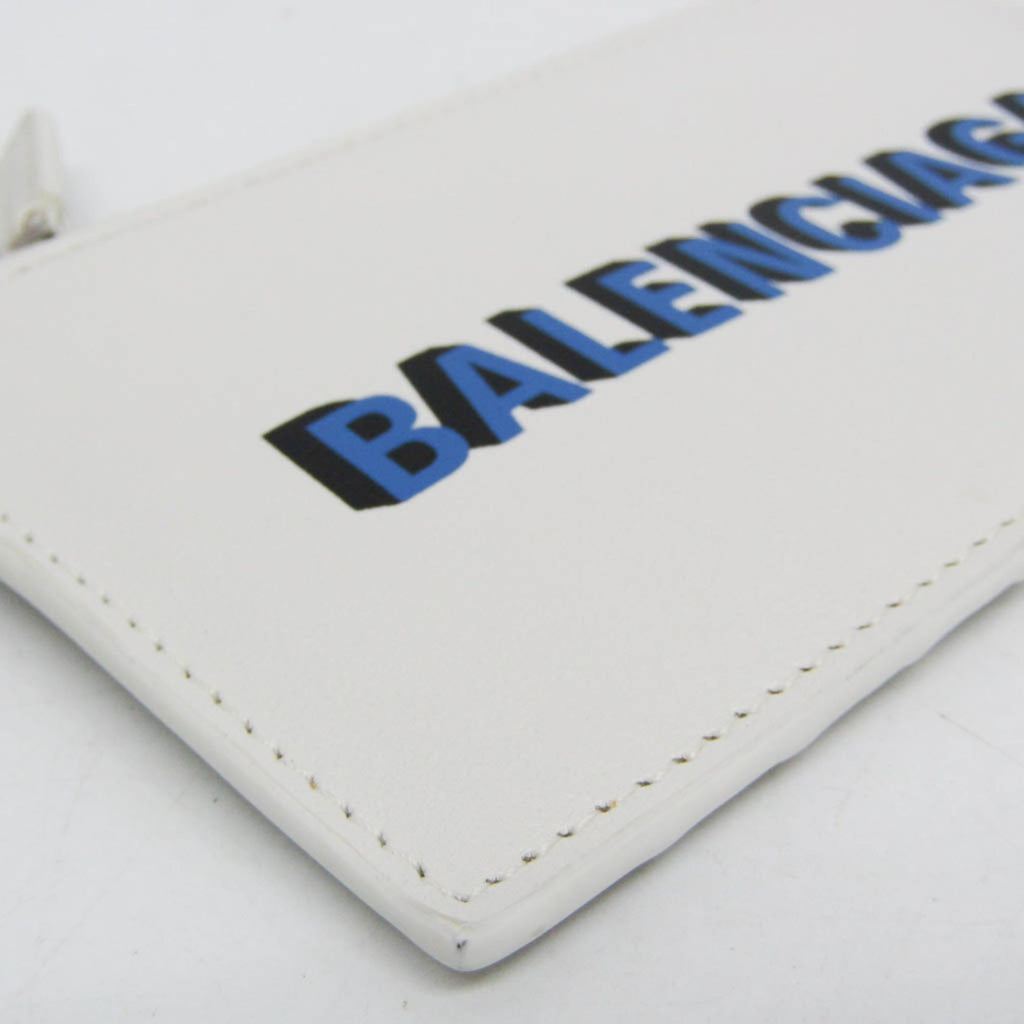 Balenciaga Coin Card Holder 594548 Men,Women Leather Coin Purse/coin Case White