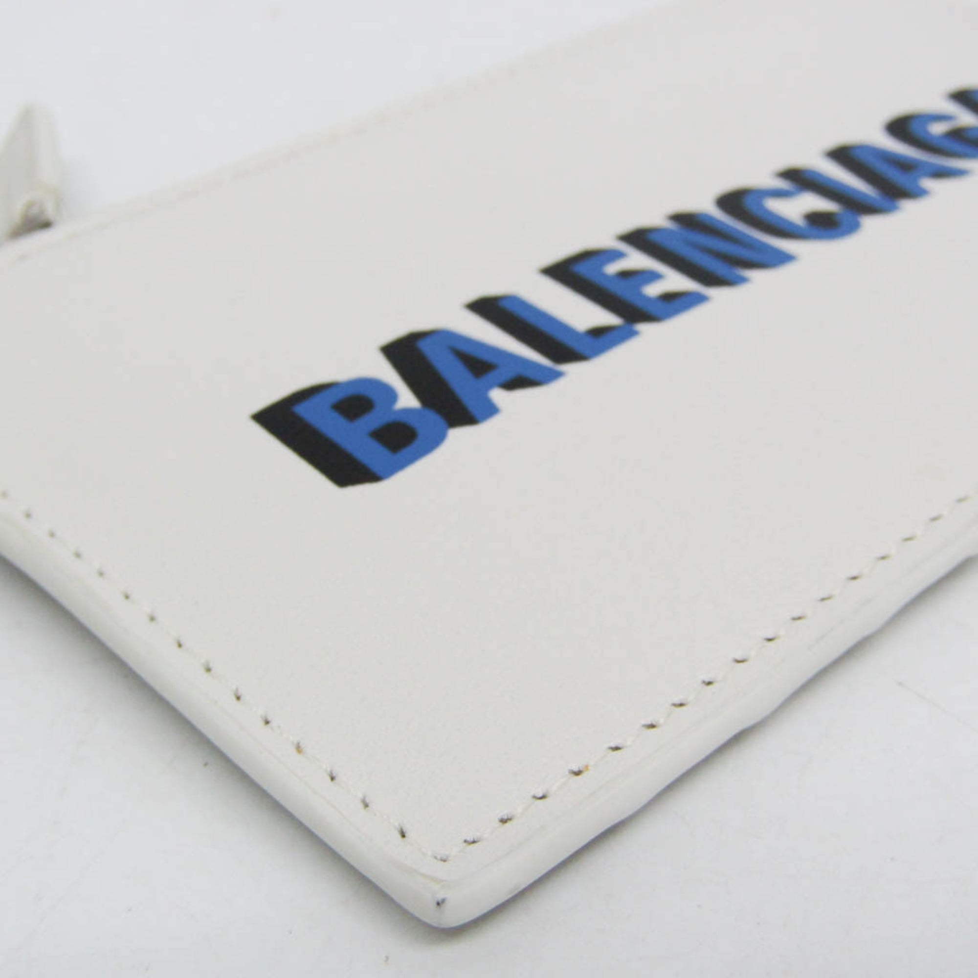 Balenciaga Coin Card Holder 594548 Men,Women Leather Coin Purse/coin Case White
