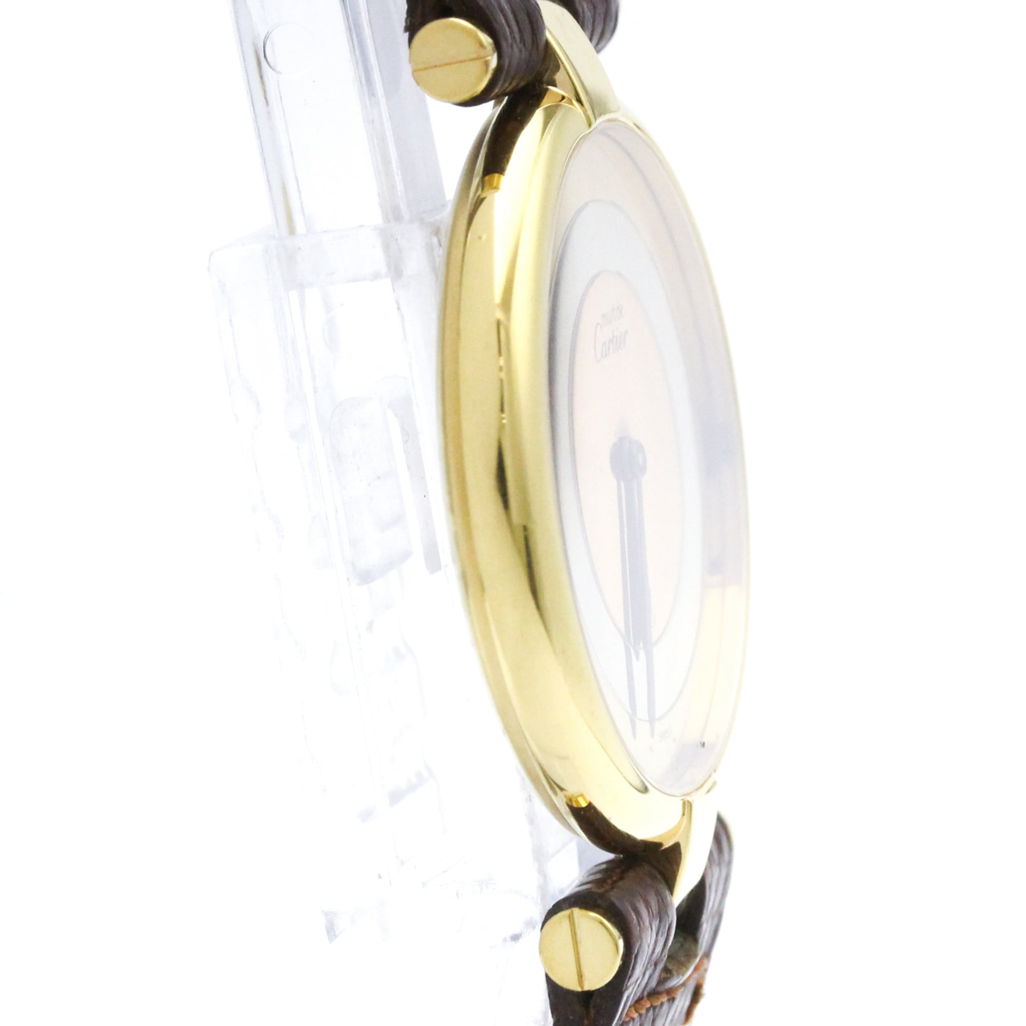 CARTIER Must Vendome Gold Plated Leather Quartz Unisex Watch — Good
