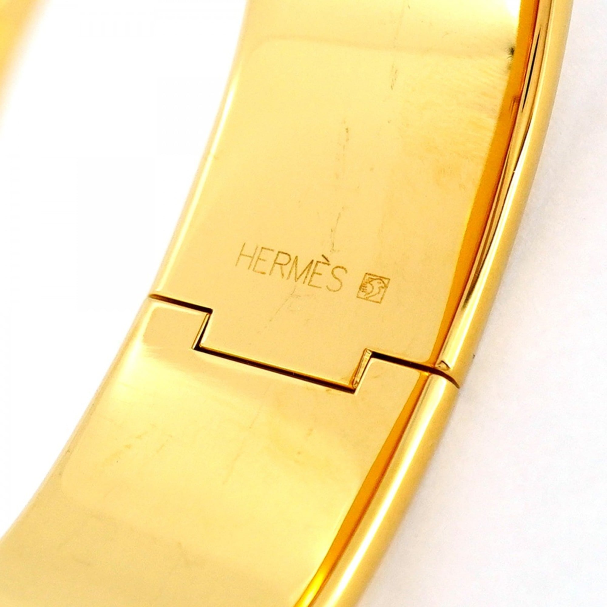 Hermes Bangle, GM Glazed, Roque, GP Plated, Cloisonné, Gold, Blue, Men's/Women's