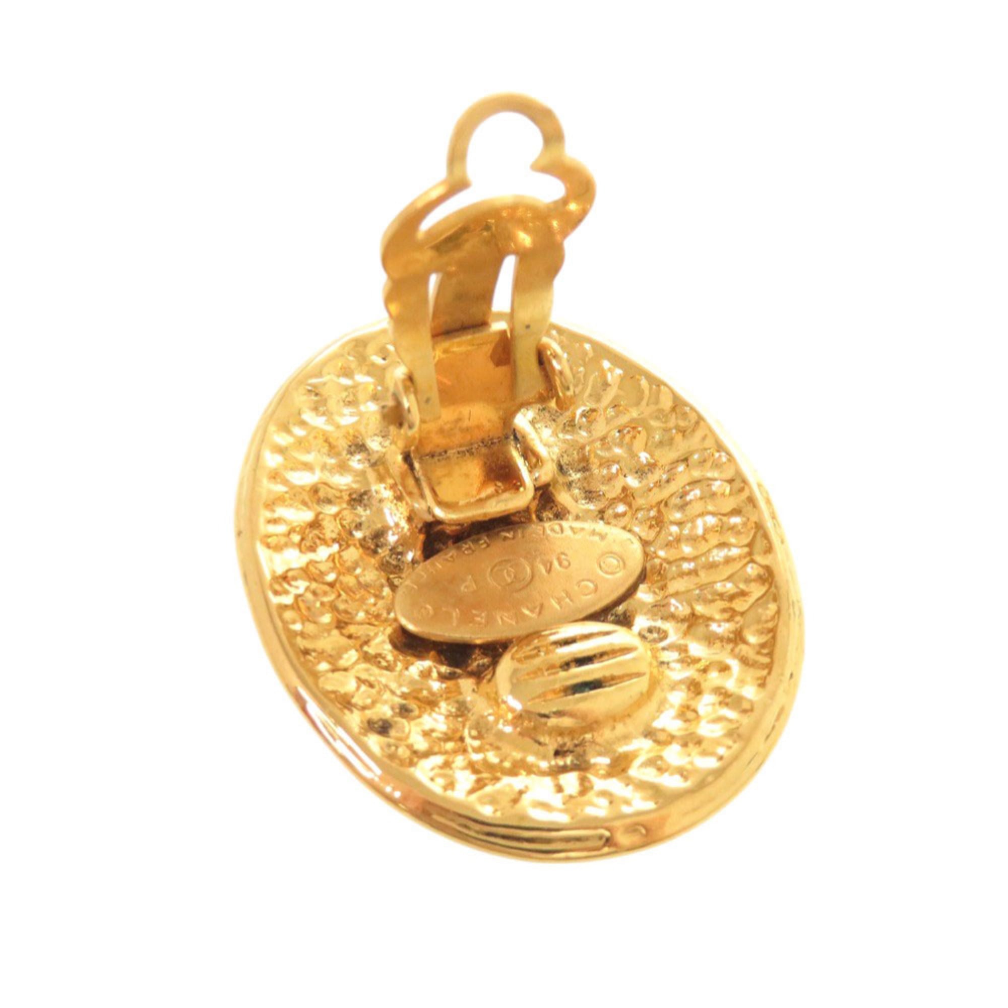 Beautiful vintage Chanel Coco Mark metal gold earrings 0079CHANEL