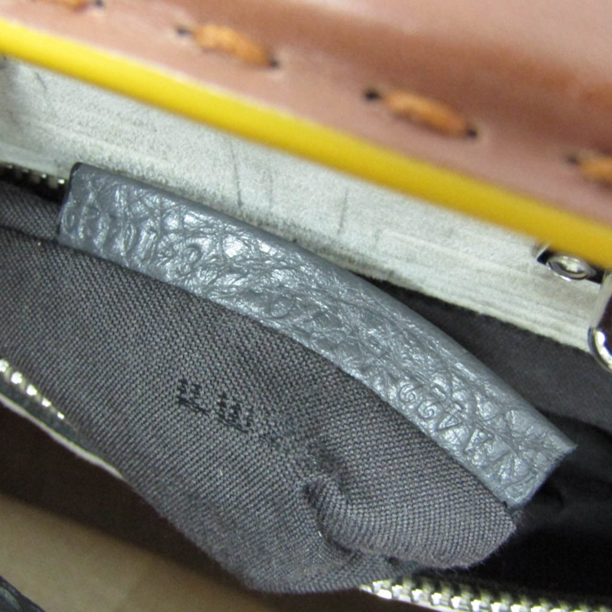 Fendi Selleria Peekaboo Fit Mini 7VA422 Women's Leather,Canvas Handbag,Shoulder Bag Gray,White — Like New
