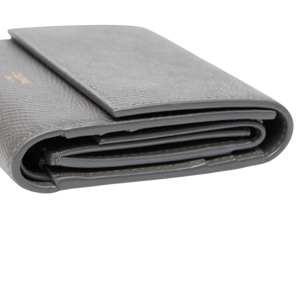 Celine Tri-fold Wallet Gray Leather Women's CELINE