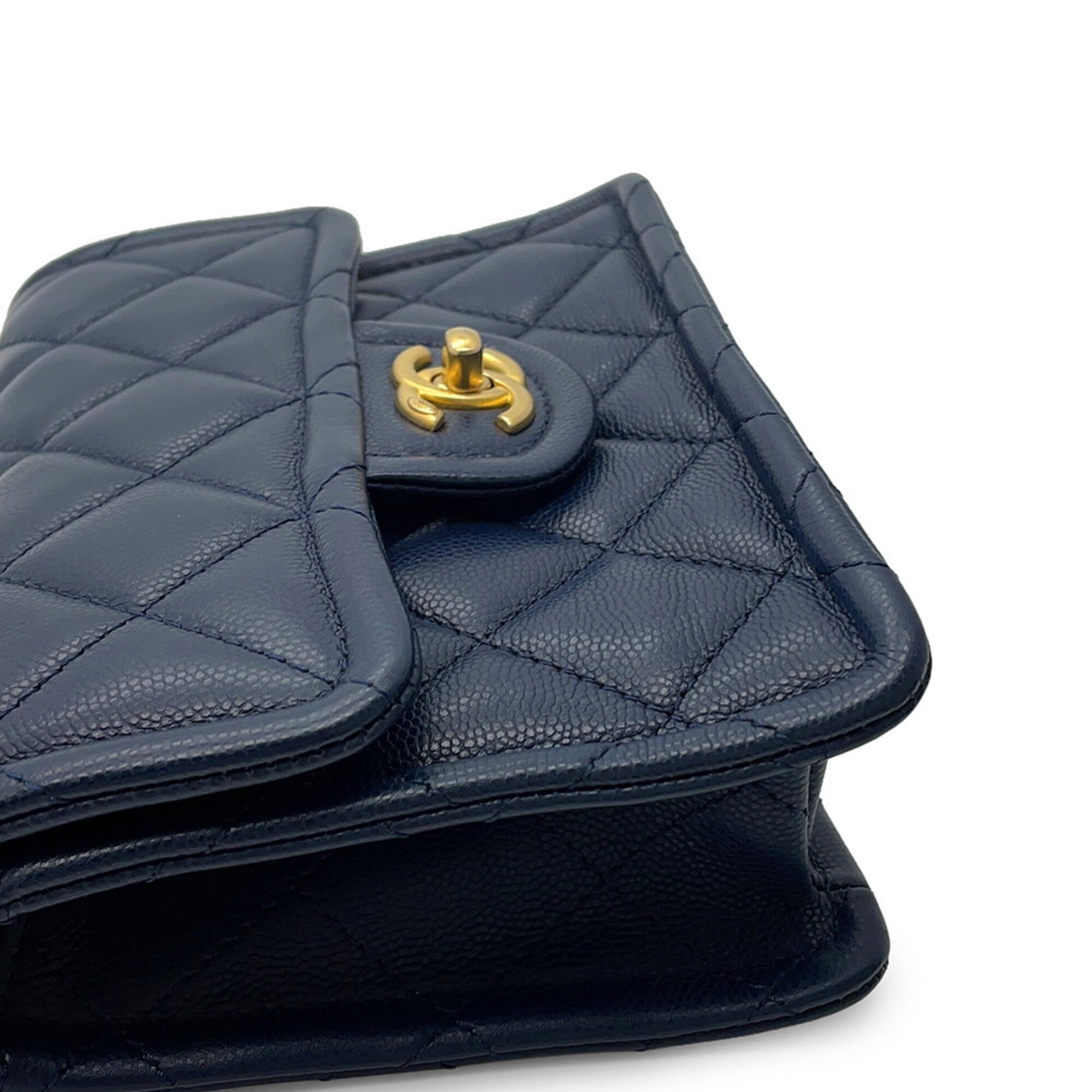 Chanel Chain Shoulder Bag Mini Matelassé Coco Mark Caviar Skin AS4406 CHANEL Handbag Women's — Like New