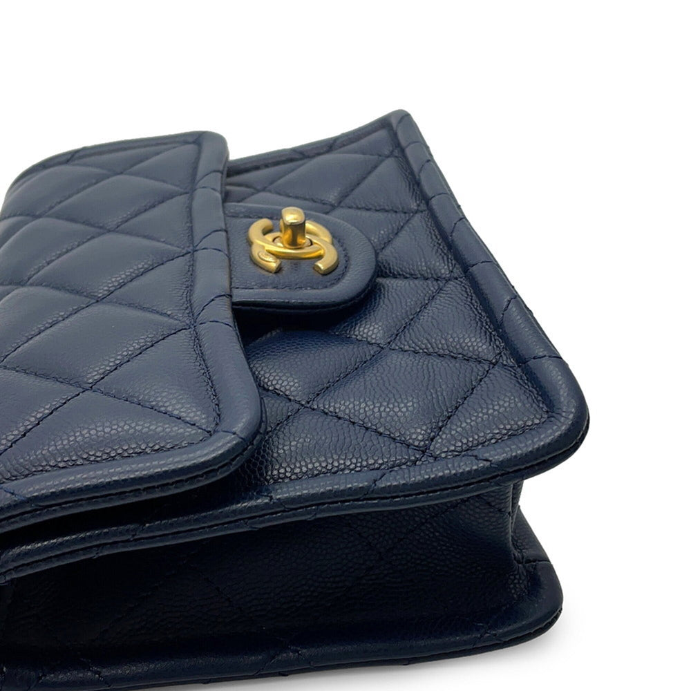 Chanel Chain Shoulder Bag Mini Matelassé Coco Mark Caviar Skin AS4406 CHANEL Handbag Women's — Like New