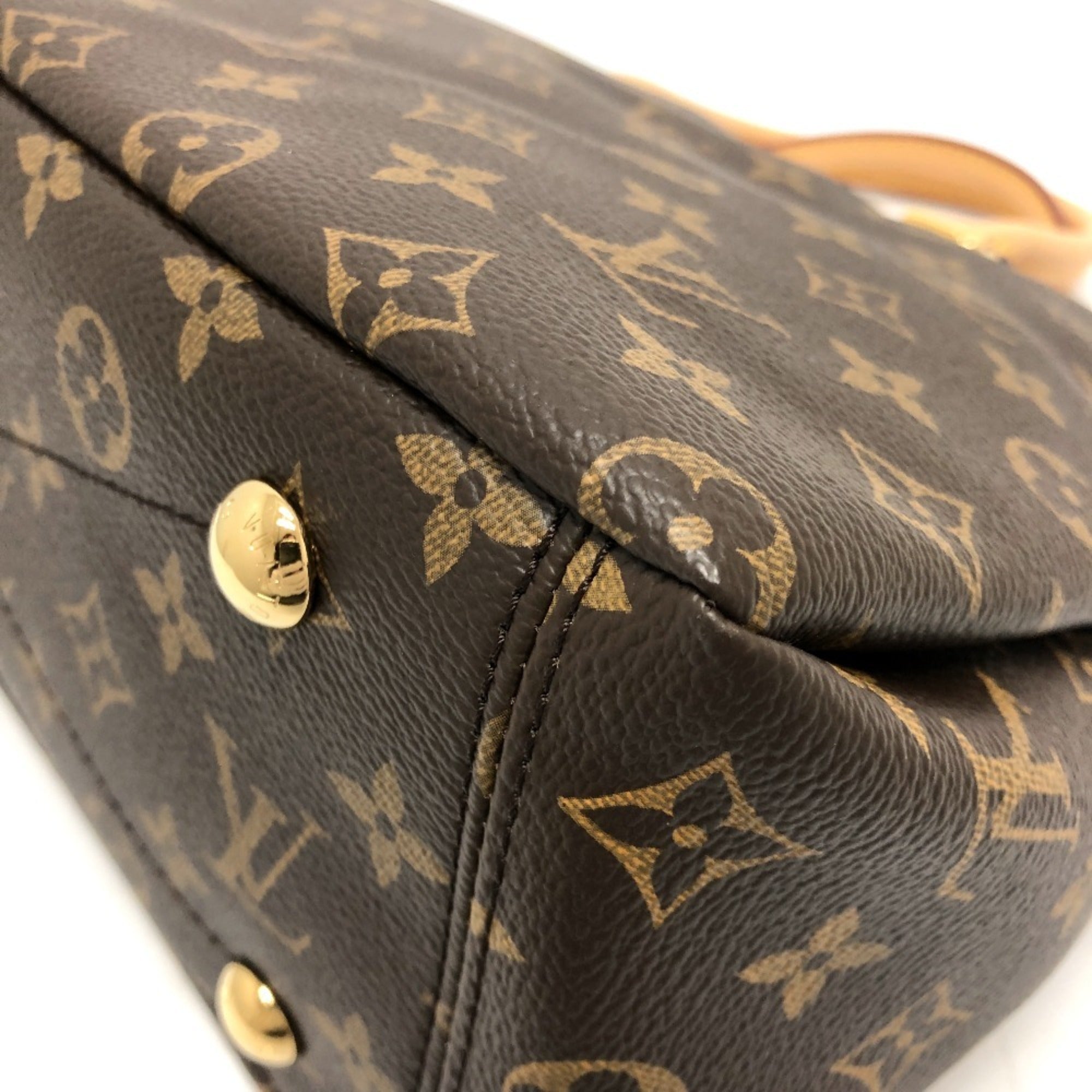 LOUIS VUITTON M41148 Pallas 2WAY Bag Shoulder Handbag Monogram Canvas Women's Brown — Like New